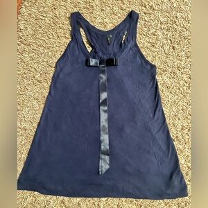 Topshop Navy Tank Top with Satin Bow